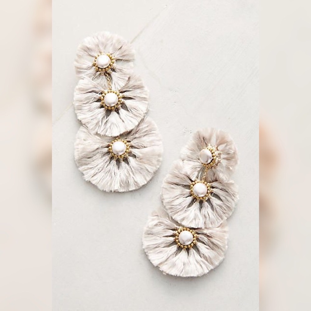Anthropologie fringe pearl statement earrings